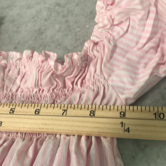 James & Lottie Smocked Dress Girls Size 6 Pink Stripe Summer Spring Party Beach - Picture 4 of 6